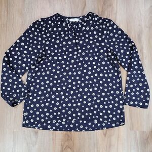 🔹️Soprano Blue & Cream Floral Print Blouse Medium